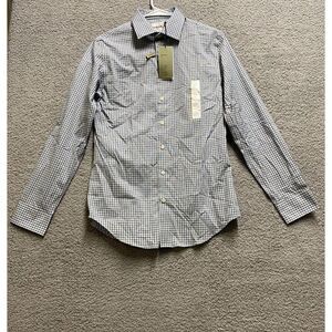 Goodfellow & Co Standard Fit Checkered Long Sleeve Button-Down Shirt Gray Small
